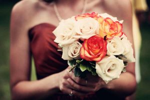 Maid of Honor with Bouquet of Flowers